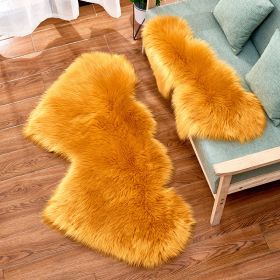 Long Plush Carpet Fuzzy Wool Floor Mat Multicolor Double Heart Soft Fluffy Living Room Bedroom Aldult Child Boy Girl Fashion Lovely (Color: Yellow brown, size: 35CM x 75CM)