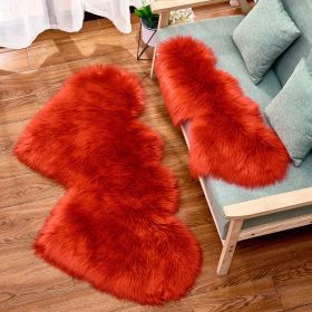 Long Plush Carpet Fuzzy Wool Floor Mat Multicolor Double Heart Soft Fluffy Living Room Bedroom Aldult Child Boy Girl Fashion Lovely (Color: Red, size: 45CM x 90CM)