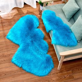 Long Plush Carpet Fuzzy Wool Floor Mat Multicolor Double Heart Soft Fluffy Living Room Bedroom Aldult Child Boy Girl Fashion Lovely (Color: Lake Blue, size: 60CM x 90CM)