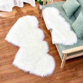 Long Plush Carpet Fuzzy Wool Floor Mat Multicolor Double Heart Soft Fluffy Living Room Bedroom Aldult Child Boy Girl Fashion Lovely (Color: White, size: 60CM x 90CM)