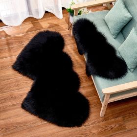 Long Plush Carpet Fuzzy Wool Floor Mat Multicolor Double Heart Soft Fluffy Living Room Bedroom Aldult Child Boy Girl Fashion Lovely (Color: BLACK, size: 60CM x 90CM)