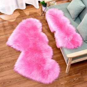 Long Plush Carpet Fuzzy Wool Floor Mat Multicolor Double Heart Soft Fluffy Living Room Bedroom Aldult Child Boy Girl Fashion Lovely (Color: Dark pink, size: 60CM x 120CM)