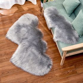 Long Plush Carpet Fuzzy Wool Floor Mat Multicolor Double Heart Soft Fluffy Living Room Bedroom Aldult Child Boy Girl Fashion Lovely (Color: light grey, size: 60CM x 120CM)