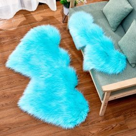 Long Plush Carpet Fuzzy Wool Floor Mat Multicolor Double Heart Soft Fluffy Living Room Bedroom Aldult Child Boy Girl Fashion Lovely (Color: Sky blue, size: 60CM x 120CM)