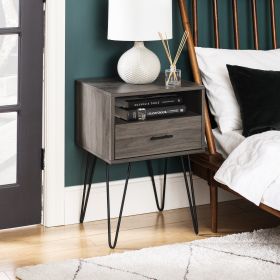 Mid Century Modern Hairpin Leg Nightstand (Color: Slate Grey)