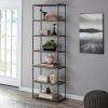 6-Shelf Gold Metal Frame Bookcase;  White