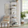 6-Shelf Gold Metal Frame Bookcase;  White