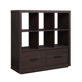 Steele 6 Cube Storage Bookcase Organizer with Drawers;  Multiple Finishes (Color: BROWN)