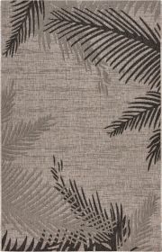 Home Decor Indoor/Outdoor Accent Rug Touch Of Palm Accent Rug (Color: Beige | Black, size: 7'9" X 9'5")