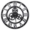 Large Gear Wall Clock Roman Numbers 3D Big Dial Wooden Industrial Steampunk Retro Outdoor Garden Decor; 12"/16"/23"