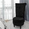 Royal Velvet High Back Armless Chair;  Retro Elegant Luxury Throne Chair;  Upholstered Tufted Accent Seat w/Storage for Dressing Room;  Living Room;