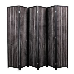 6-Panel Room Divider;  6 FT Tall Room Divider;  Folding Privacy Screens;  Freestanding Room Dividers (Color: BLACK)