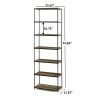 6-Shelf Gold Metal Frame Bookcase;  White