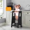 Kid's Wooden Kitchen Step Stool, Adjustable Platform Standing Tower, with Safety Guardrail Child Studying Tower, Toddler Stool for Bathroom, Cooking H