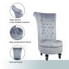 Royal Velvet High Back Armless Chair;  Retro Elegant Luxury Throne Chair;  Upholstered Tufted Accent Seat w/Storage for Dressing Room;  Living Room;