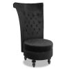 Royal Velvet High Back Armless Chair;  Retro Elegant Luxury Throne Chair;  Upholstered Tufted Accent Seat w/Storage for Dressing Room;  Living Room;