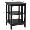 Set of 2 Multifunctional 3-Tier Nightstand Sofa Side Table with Reinforced Bars and Stable Structure