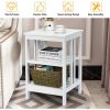 Set of 2 Multifunctional 3-Tier Nightstand Sofa Side Table with Reinforced Bars and Stable Structure