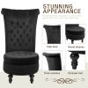 Royal Velvet High Back Armless Chair;  Retro Elegant Luxury Throne Chair;  Upholstered Tufted Accent Seat w/Storage for Dressing Room;  Living Room;