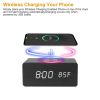 Digital Alarm Clock Qi-Wireless Charger Time Temperature Calendar Display Clock w/ Voice Control Brightness Adjustment