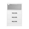 Nightstand with 3 Drawers and Cabinet; USB Charging Ports;  Wireless Charging and Remote Control LED Light