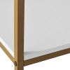 6-Shelf Gold Metal Frame Bookcase;  White