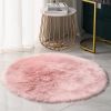 1pc Round Faux Fur Sheepskin Rugs; Fluffy Living Room Carpet; Bedroom Floor Mat; Fluffy Round Rug For Seat Cover; Photographing Background Of Jeweller