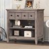 Vintage Storage Nightstand with 1 Drawer and 2 Open Shelves; Charging Design