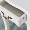 White Living Room Floor-standing Storage Table with a Drawer;  4 Curved Legs