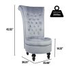 Royal Velvet High Back Armless Chair;  Retro Elegant Luxury Throne Chair;  Upholstered Tufted Accent Seat w/Storage for Dressing Room;  Living Room;